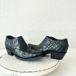 Rod Patrick Womens Pull on Shoes 5.5C Black Caiman Western Loafers Pointed Toe